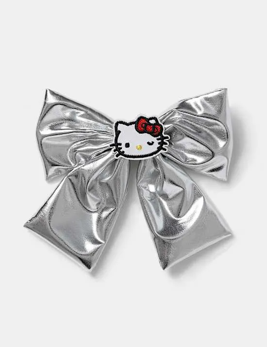 Hello Kitty Haarschleife in Metallic-Silber