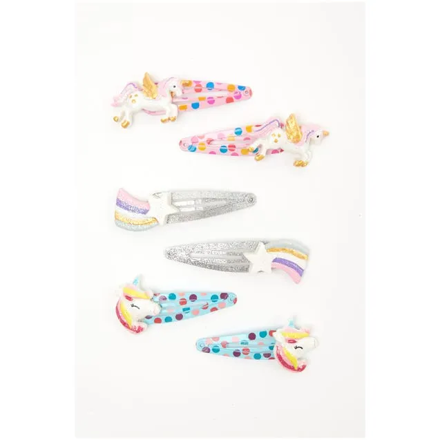 Kids set 6 haarspelden unicorn