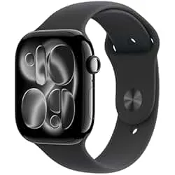 Apple Watch Series 11 [GPS 46mm] Smartwatch with Jet Black Aluminum Case with Black Sport Band - M/L. Sleep Score, Fitness Tracker, Health Monitoring, Always-On Display, Water Resistant