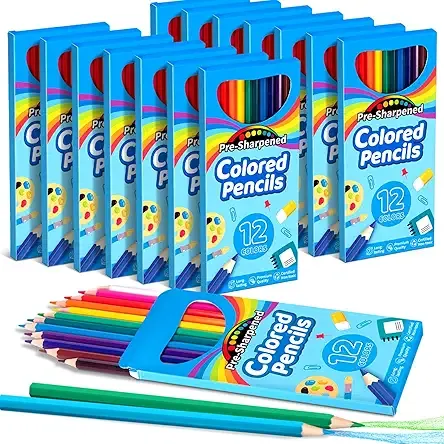 168 Count Colored Pencils for Kids, 14 Pack Bulk Colored Pencils, 12 Colors Pre-Sharpened Coloring Pencils, Teacher Supplies, Classroom Prizes, Back to School Supplies, Kids Party Favors