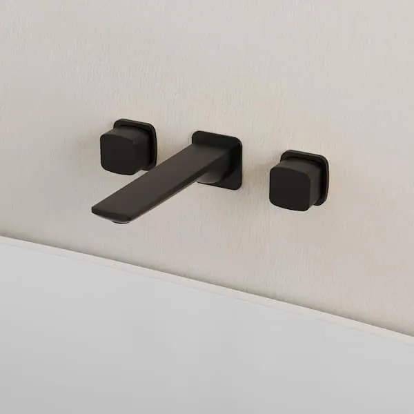 EVERSTEIN 2-​Handle Wall Mounted Roman Tub Faucet Simple Straight Tub Faucet in Matte Black