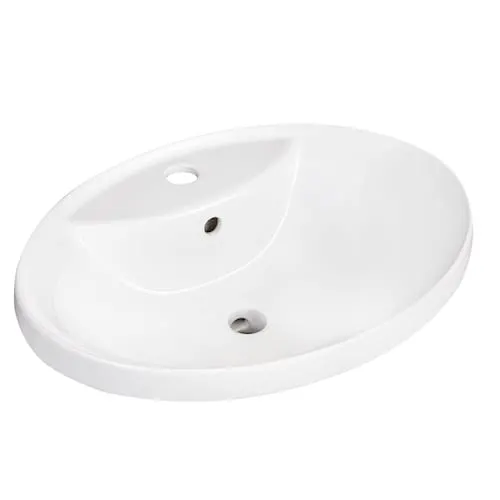 Semi-Recessed Oval Drop-in Sink with Single Hole Drilling in White