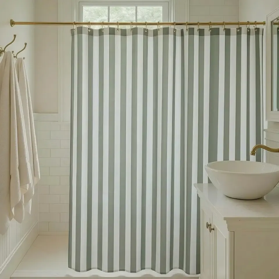 Beautiful Striped Boho Shower Curtain for Your Bathroom - Stylish 72”x72” Sage Green Curtain That Fits Perfectly with Any Bath Decor - Modern & Elegant, Ideal for Brightening Up Your Bathroom at Home