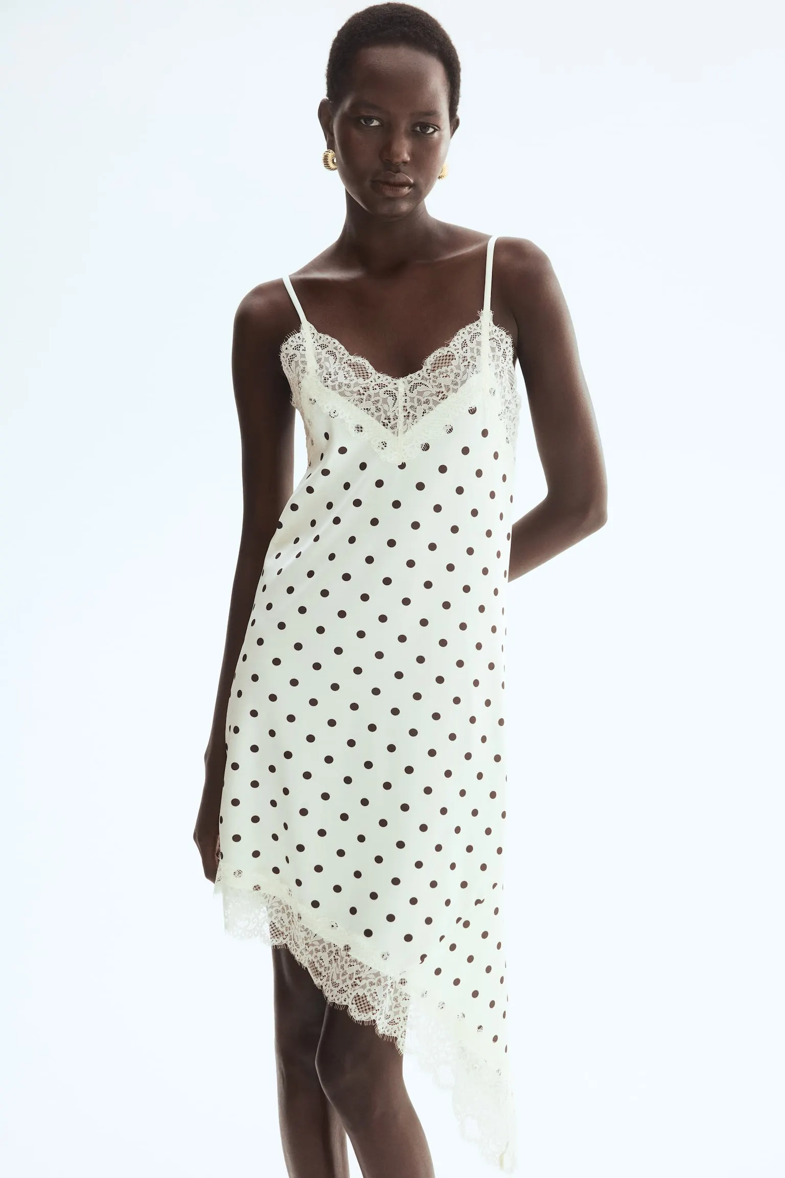 Lace-trimmed slip dress