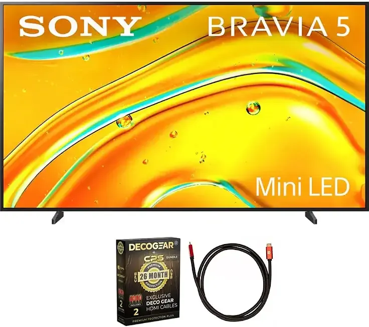 Sony K98XR50 BRAVIA 5 98 inch Class Mini LED 4K HDR Google TV 2025 (Renewed) Bundle with Deco Gear 6FT HDMI 2.0 Cable and CPS Exclusive 26 Month Protection Pack (BEACH-CPS-26M6500)