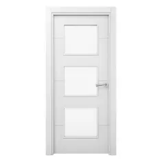Puerta de interior maciza acristalada Carys lacada blanca 72,5cm izquierda