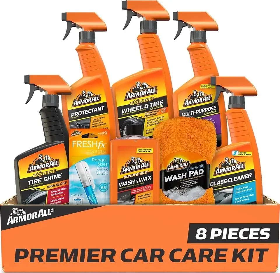 Armor All Ultimate Premier Car Care Kit, 8 Pieces, Includes Tire and Wheel Cleaners, Exterior and Interior Car Cleaning Supplies