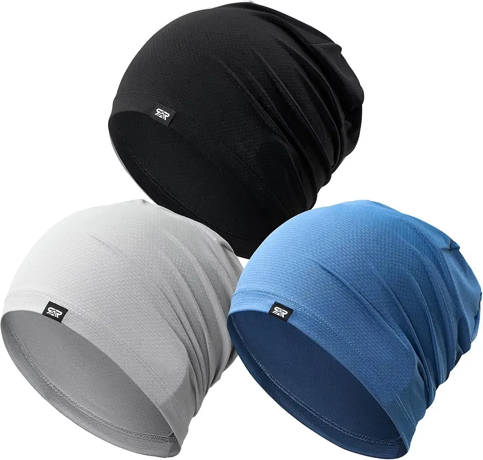 3Pcs Cooling Skull Cap for Men Women-Lightweight Breathable Beanie Hat, Thin Quick Dry Running Cap for Cycling