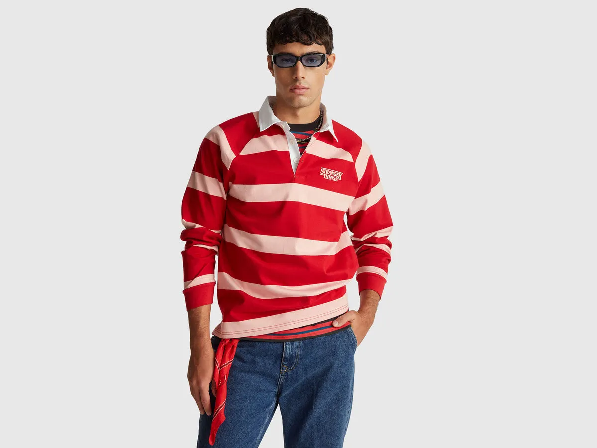 Stranger Things striped polo