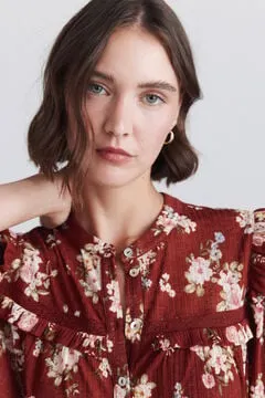 Blusa estampada volantes lace