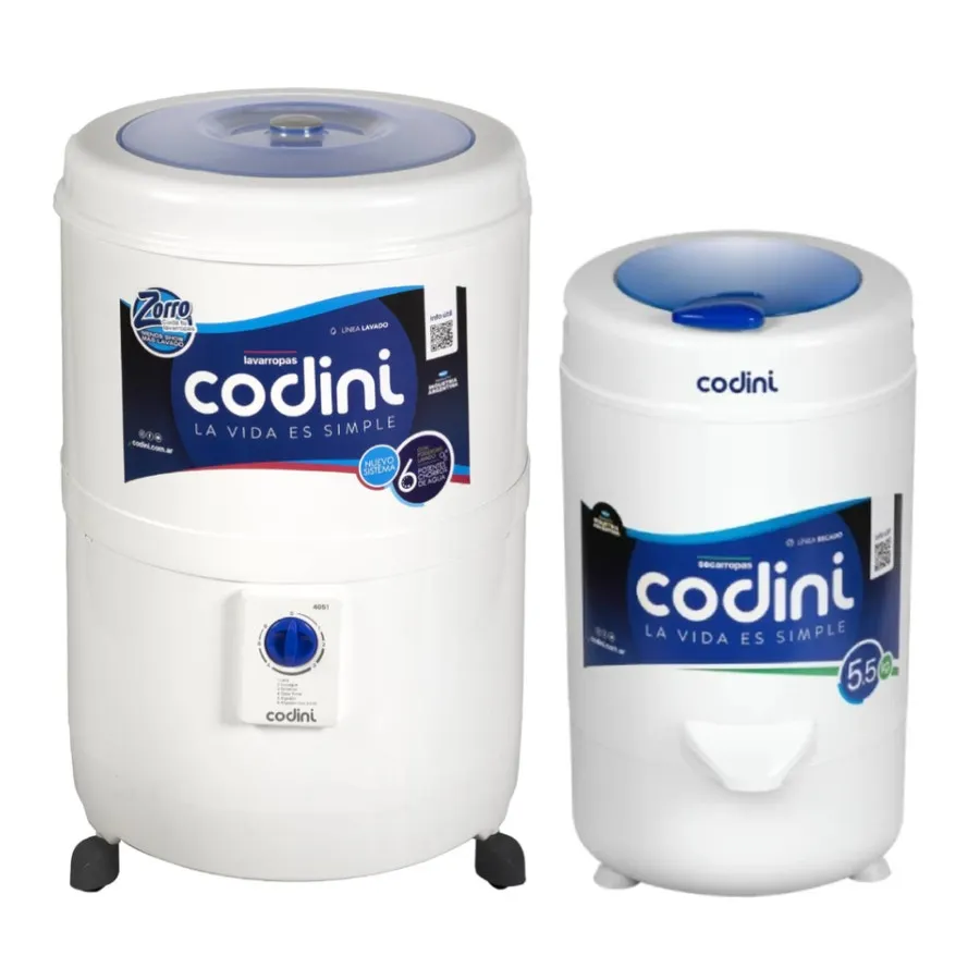 Combo Lavarropas Semiautomático Silent 10 kg + Secarropas Centrífugo Advanc...