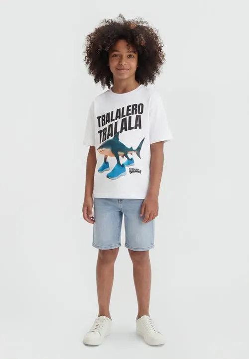 NKMANDY BRAINR REGULAR - T-shirts med print - bright white