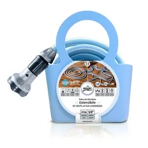 Idroeasy, Tubo Acqua da Giardino Estensibile 20 Metri,Diametro 5/8",Tubo Irrigazione allungabile x3, Anti Nodo e Anti Torsione,Atossico, Made In Italy
