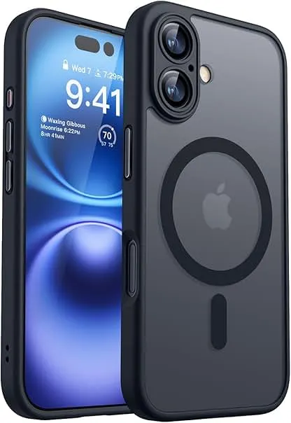 CANSHN Magnetic for iPhone 16 Case, Upgraded [Full Camera Protection] [Compatible with Magsafe] [Translucent Matte] Shockproof Protective Phone Case for iPhone 16 - Black CANSHN Magnetic for iPhone 16 Case, Upgraded [Full Cam…