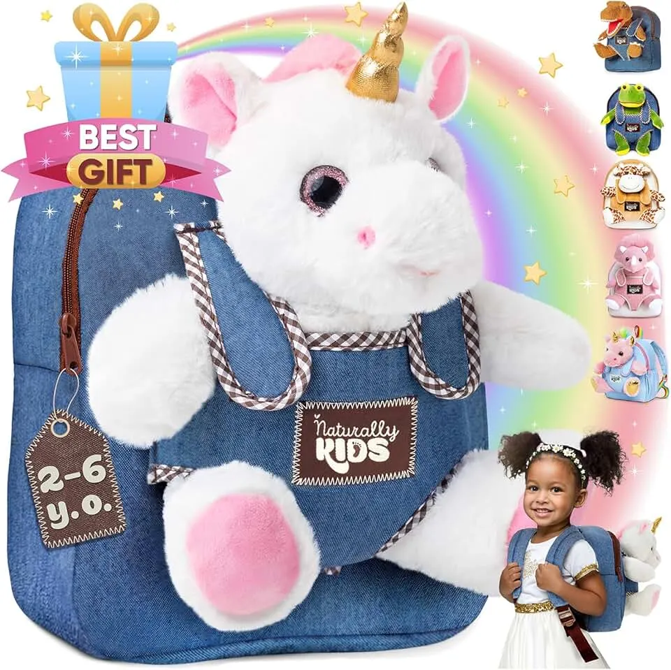 Toddler Backpack w Unicorn Toys, 2 Year Old Girl Birthday Gift, 3 Year Old Girl Gift Boy, Toddler Unicorn Toy