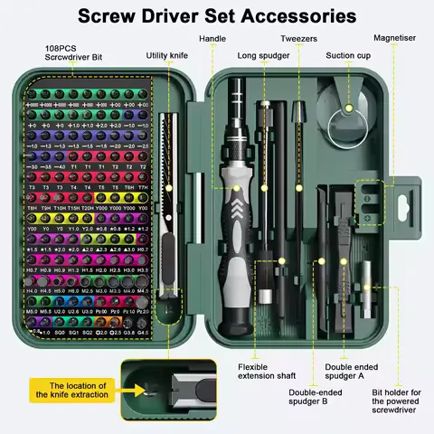 132 in 1 Precision Screwdriver Set Phillips Torx Magnetic Screwdriver Head with Storage Box 152 bit Small Hand Repair Tool Kit