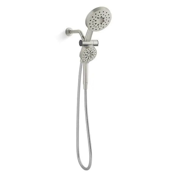 KOHLER Viron 4-​Spray 6 in.​ Dual Wall Mount Fixed and Handheld Shower Head 1.​75 GPM in Vibrant Brushed Nickel