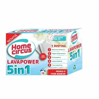 Home Circus Lavapower 5 in 1 bustine per lavatrice 16pz