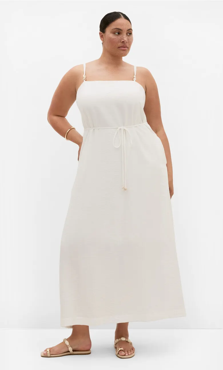 Strappy Bead Maxi Dress - ivory