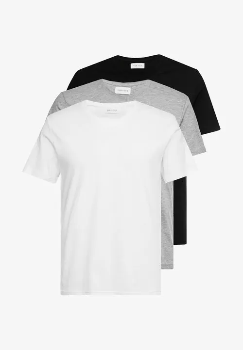 3 PACK - T-shirts - white/black/light grey