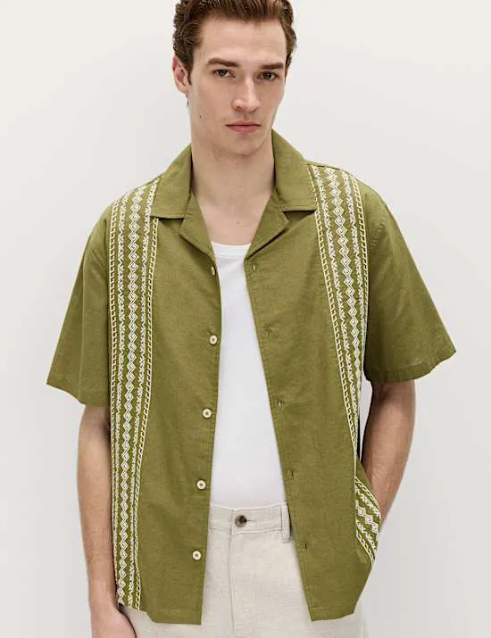 Relaxed Fit Cotton Rich Short Sleeve Shirt