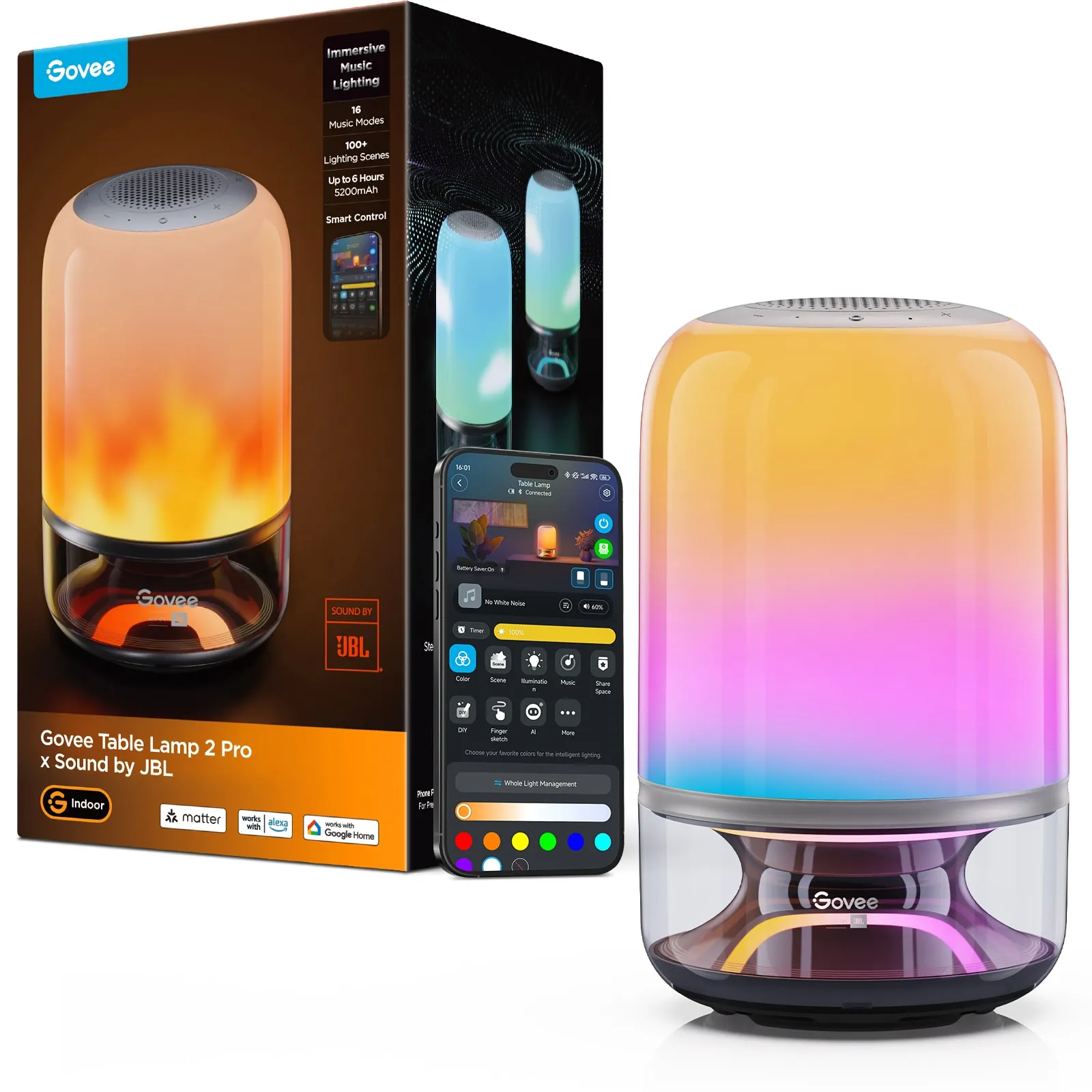 Smart Table Lamp Co-branded with JBL 9.89-in White LED On/Off switch Integrated Table Lamp with Plastic Shade