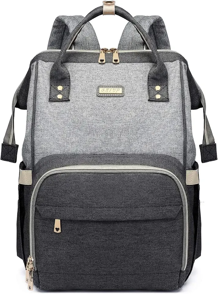 GAIVP Diaper Bag Backpack for Women, Baby Bags for Girls,Diaper Bag with Changing Pad, and Insulated Pockets (Dark Grey +Light Grey)