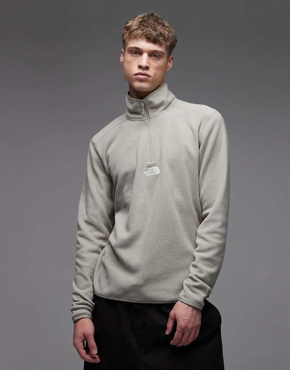 The North Face Glacier Embroidered Logo 1/4 zip in light grey