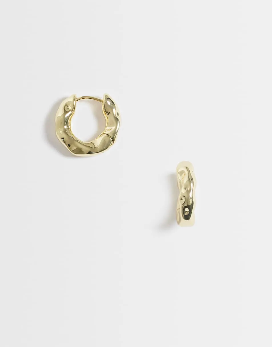 Kingsley Ryan 18.5mm molten chunky hoops in 14ct gold plated brass