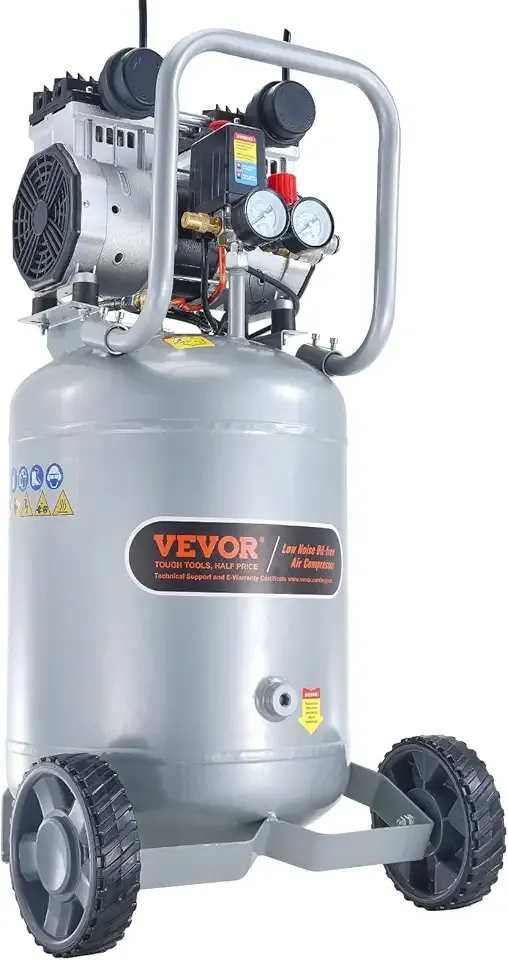 VEVOR 13-Gallon Air Compressor, 2HP, 4.6 SCFM@90PSI, Oil-Free Tank, 66dB Quiet Operation, Ideal for Tire Inflation, Woodworking, Auto Repairs, and Spray Painting (Maximum Pressure 125 PSI)