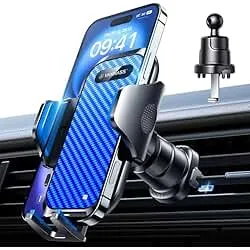 VANMASS Car Phone Holder Mount 2025 Upgraded [Patent Steel-Hook] Car Vent Phone Mount Clip Military-Grade Shockproof Cell Phone Car Mount Handsfree Truck Stand Vent Cradle for iPhone 16 Android,Blue