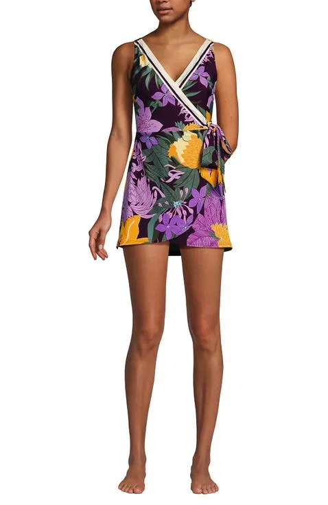 Lands' End Side Tie Mini Swim Dress Swimsuit