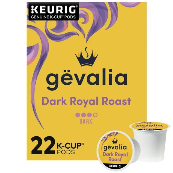 Gevalia Dark Royal Roast Dark Roast KCup Coffee Pods, 22 Ct Box $11.97 Was $15.74 $1.58/oz