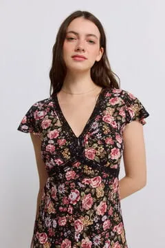 Vestido midi estampado lace