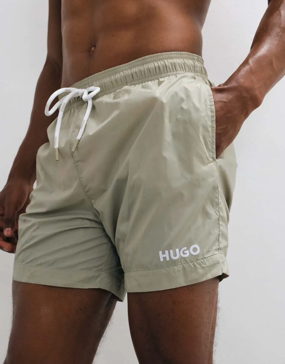 HUGO Red logo swim shorts in beige
