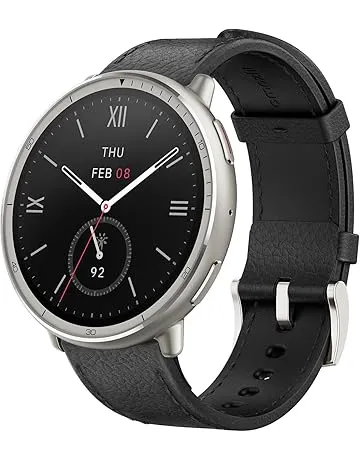 Amazfit Active 2 Premium Smart Watch Fitness Tracker (Round) for Android & iPhone, 10 Day Battery, Water Resistant, GPS Maps, Heart & Sleep Monitor, HYROX Mode, Sapphire Glass, Leather + Sport Strap