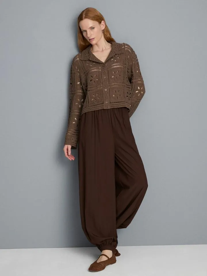 Veste-chemise en maille crochet