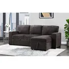 Dakota Sofa Bed & Chaise with USB Ports/Storage - Dark Gray