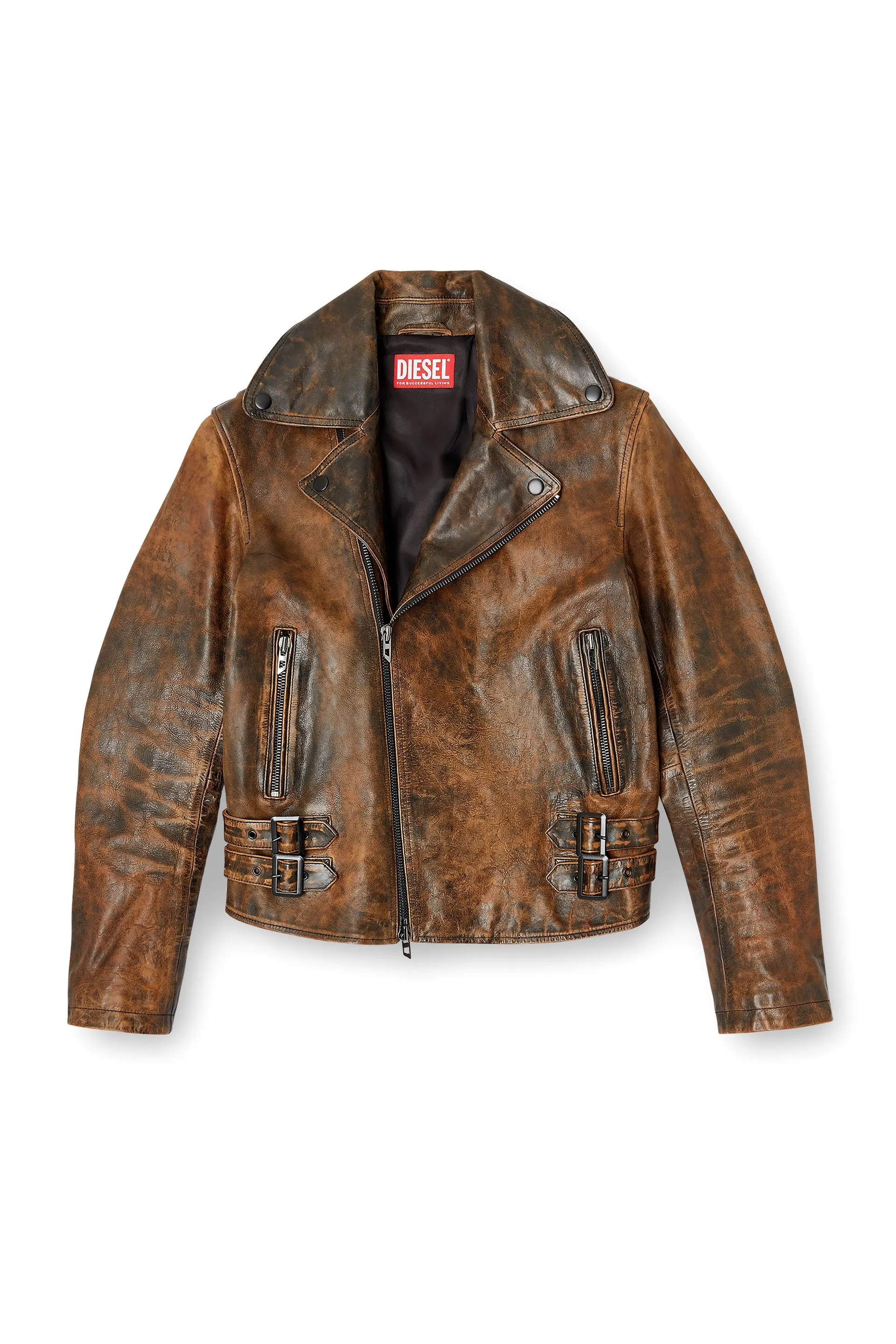 Biker jacket in treated leather