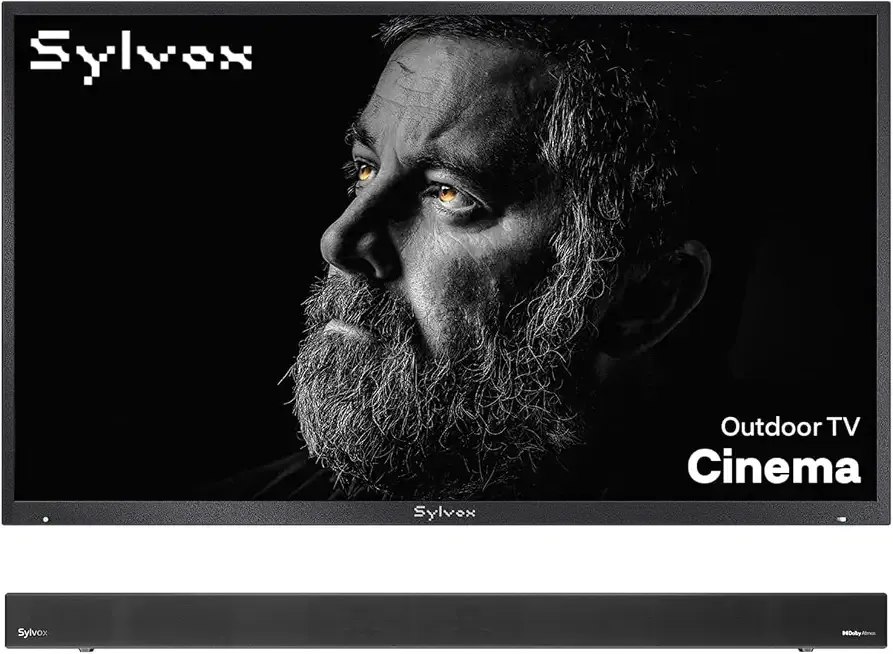 SYLVOX 75'' Cinema Outdoor TV & S3 Dolby Atmos Soundbar Bundle – 2000 Nits Full Sun Outdoor Smart TV for Outside Patio, Waterproof TV, Outdoor Television