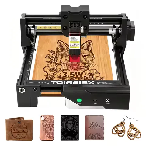 Laser Engraver Cutter with 150*150mm Working Area, 3.5W Diode Laser Machine, 10000mm/min High Speed, for Wood Leather Acrylic, Home DIY Small Business