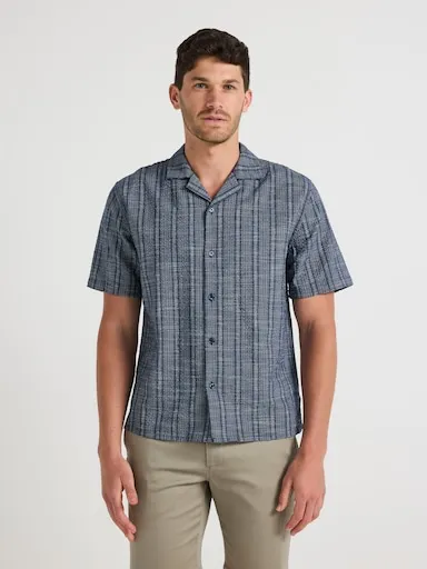 Just Jeans Short Sleeve Texture Check Shirt