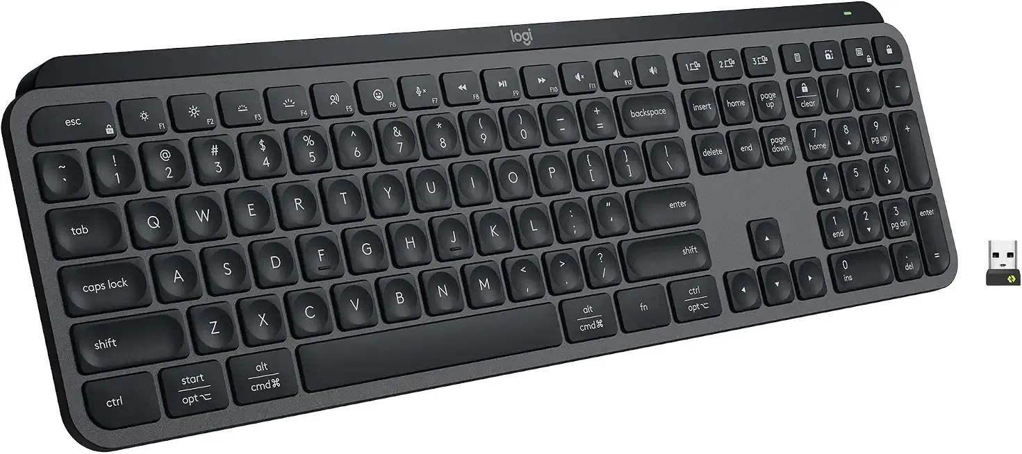 MX Keys S Wireless Keyboard Low Profile Fluid Precise - Graphite | USB-C rechargeable, 10 days battery, Pairs 3 devices, Smart backlit keys adapt to environment, Logi Bolt USB receiver