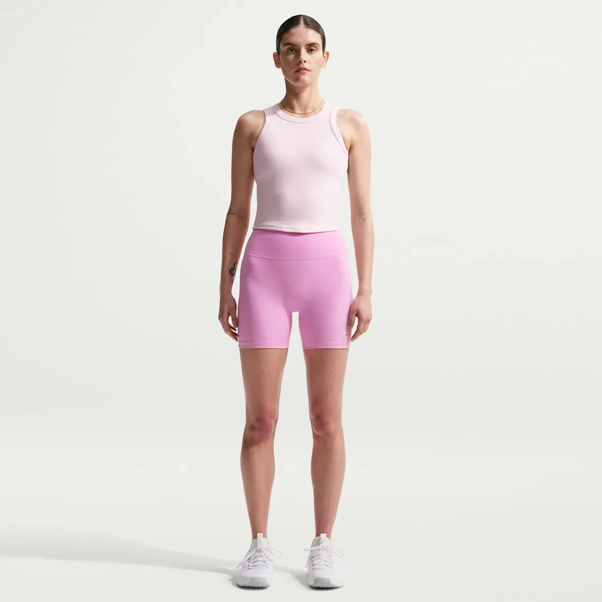Sykkelshorts med høyt liv til dame (13 cm)