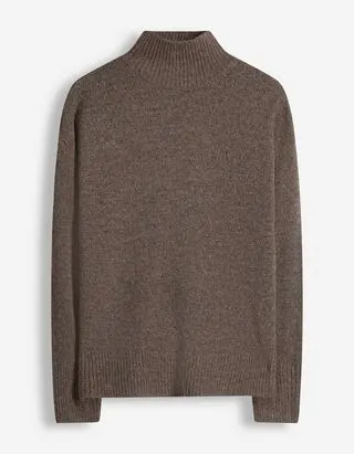 Maglione - Collo a mosca - Marrone scuro