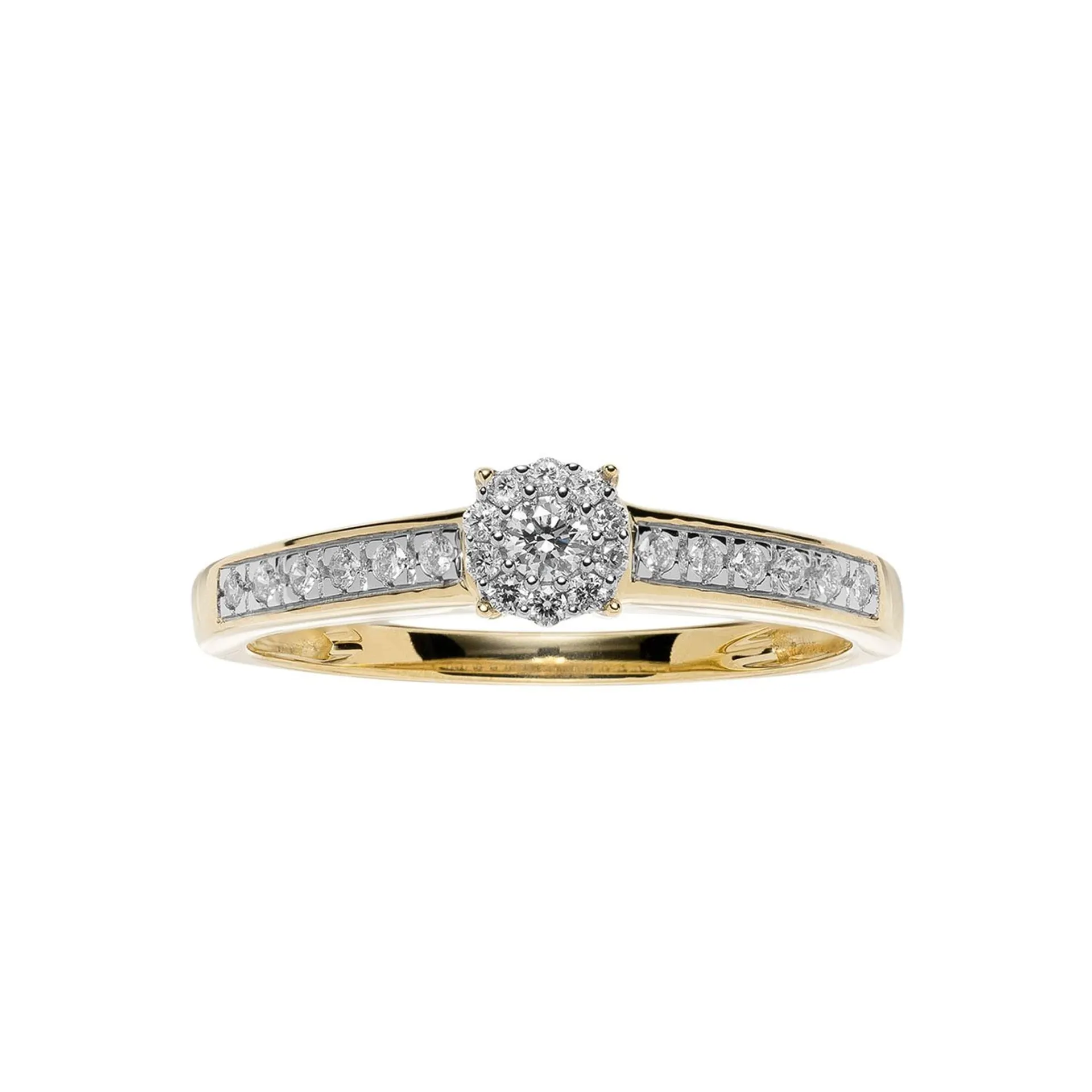 Silvia diamantring i 375 gult gull 0,17 ct