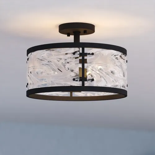 Patriot Lighting Wilder 13"W Matte Black 3-Light Semi-Flush Mount Ceiling Light