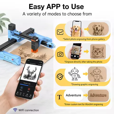 Artilume D2 2.5/6W Foldable Laser Engraving Machine 0.01mm Precision Portable Mini Engraver DIY Wood Metal Cutter with APP Control