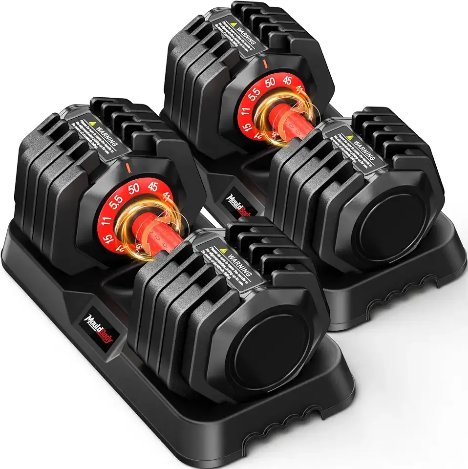 Adjustable Dumbbell Set Pair 25 lb or 50lb,10-in-1 Free Weight