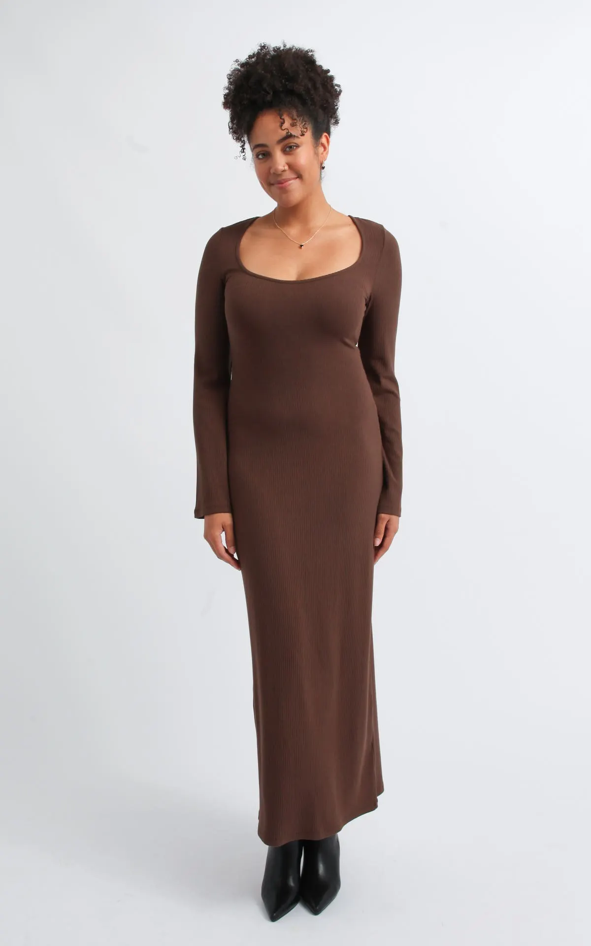 Knit Trumpet Sleeve Maxi